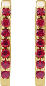14K Yellow Gold Lab-Grown Ruby 14 mm Hoop Earrings