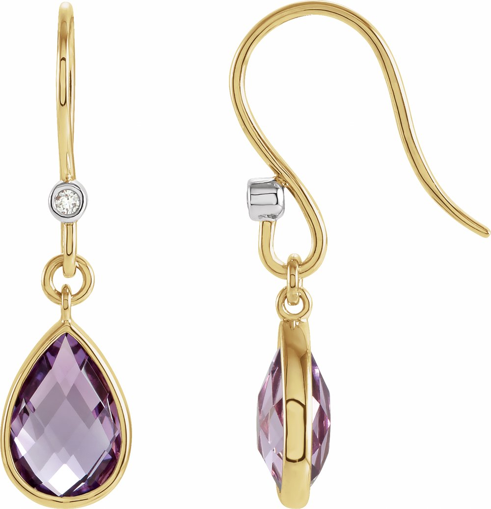 14K Yellow/White Gold Natural Amethyst & .02 CTW Natural Diamond Earrings