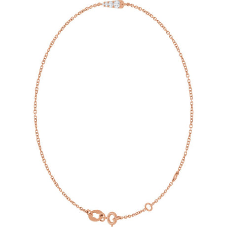 14K Rose Gold 1/10 Natural Diamond Graduated 6 1/2-7 1/2" Bracelet