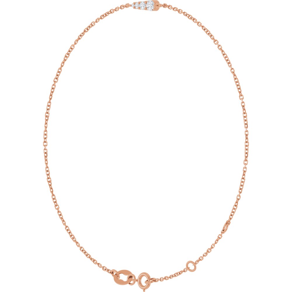 14K Rose Gold 1/10 Natural Diamond Graduated 6 1/2-7 1/2" Bracelet
