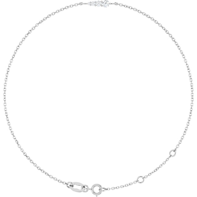 14K White Gold 1/10 Natural Diamond Graduated 6 1/2-7 1/2" Bracelet
