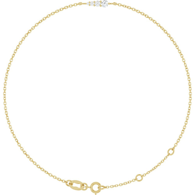 14K Yellow Gold 1/10 Natural Diamond Graduated 6 1/2-7 1/2" Bracelet