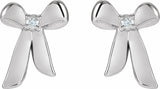 Sterling Silver .03 CTW Natural Diamond Bow Earrings