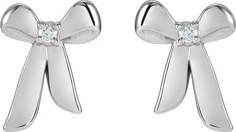 Sterling Silver .03 CTW Natural Diamond Bow Earrings