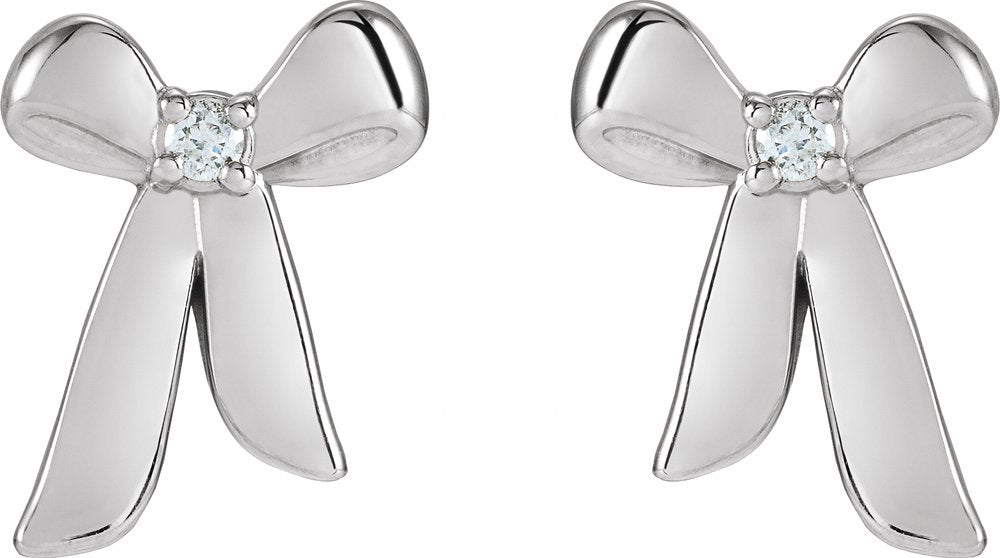 Sterling Silver .03 CTW Natural Diamond Bow Earrings