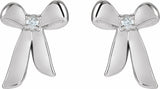 Sterling Silver .03 CTW Natural Diamond Bow Earrings