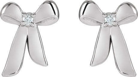 Sterling Silver .03 CTW Natural Diamond Bow Earrings