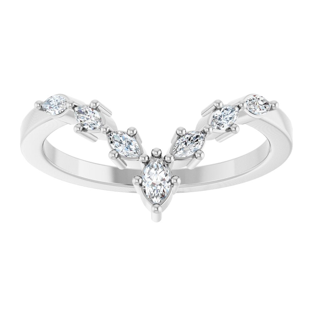 14K White Gold 1/4 CTW Natural Diamond Contour Band