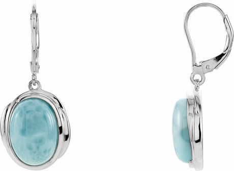 Sterling Silver Natural Larimar Earrings
