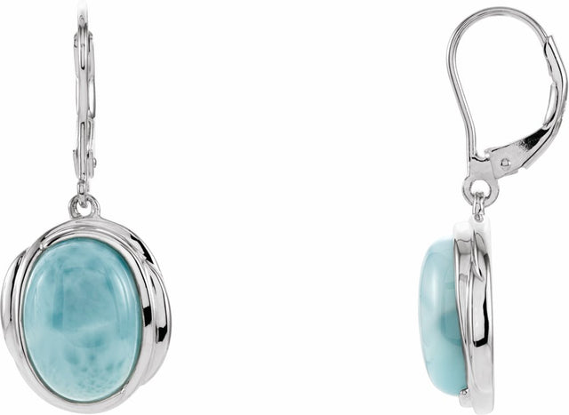 Sterling Silver Natural Larimar Earrings