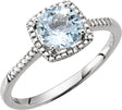 Sterling Silver Natural Aquamarine & .01 CTW Natural Diamond Ring