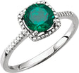 Sterling Silver Lab-Grown Emerald & .01 CTW Natural Diamond Ring