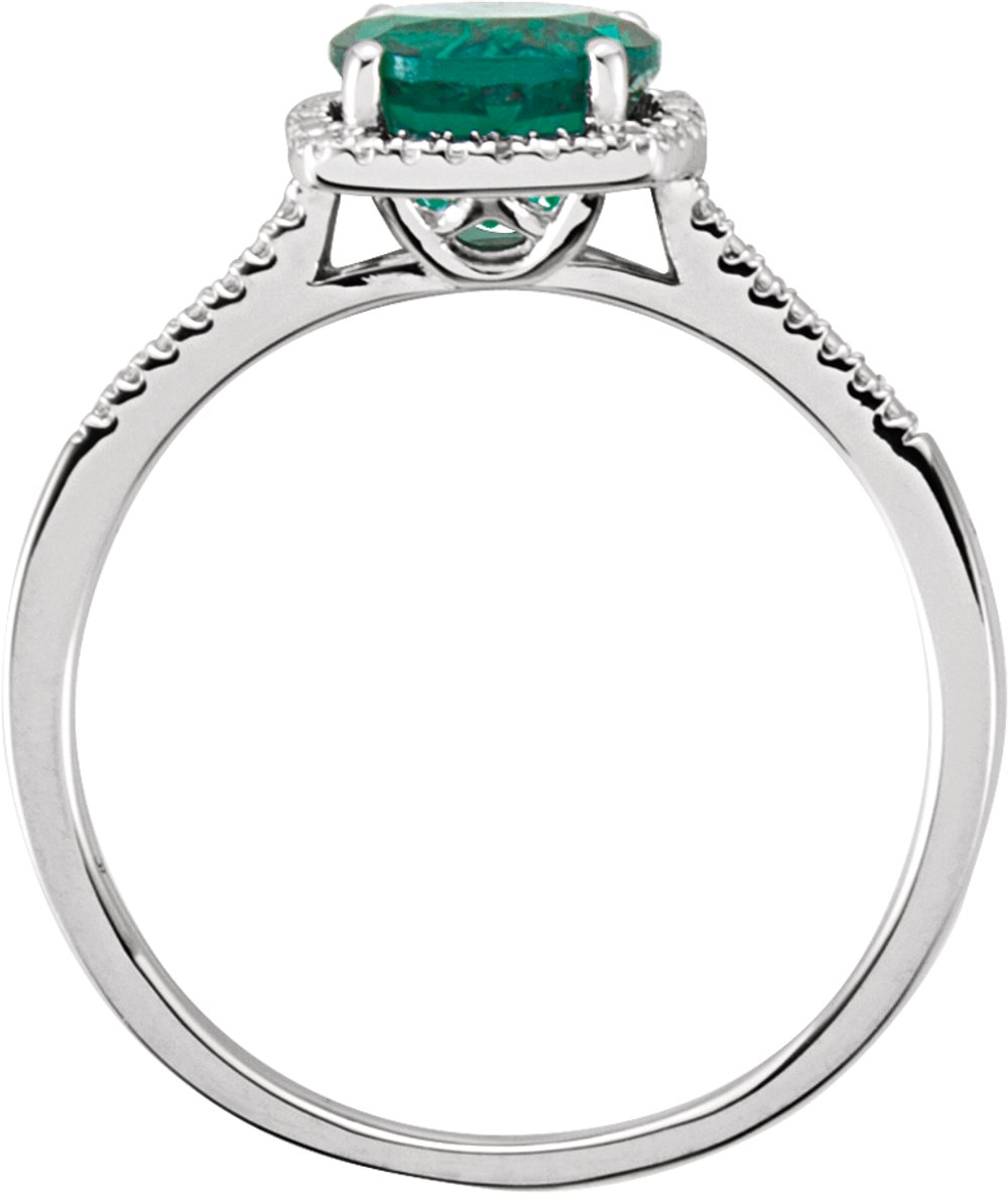 Sterling Silver Lab-Grown Emerald & .01 CTW Natural Diamond Ring