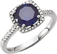 Sterling Silver Lab-Grown Blue Sapphire & .01 CTW Natural Diamond Ring