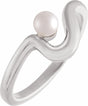 Sterling Silver Cultured White Freshwater Pearl Freeform Ring