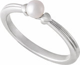 Sterling Silver Cultured White Freshwater Pearl Heart Ring