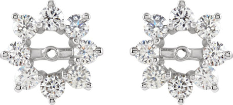 14K White 1 1/8 CTW Diamond Earring Jackets with 4.5mm ID