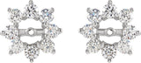 14K White 1 1/8 CTW Diamond Earring Jackets with 4.5mm ID
