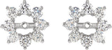 14K White 1 1/8 CTW Diamond Earring Jackets with 4.5mm ID