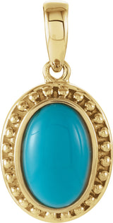 14K Yellow Natural Turquoise Pendant