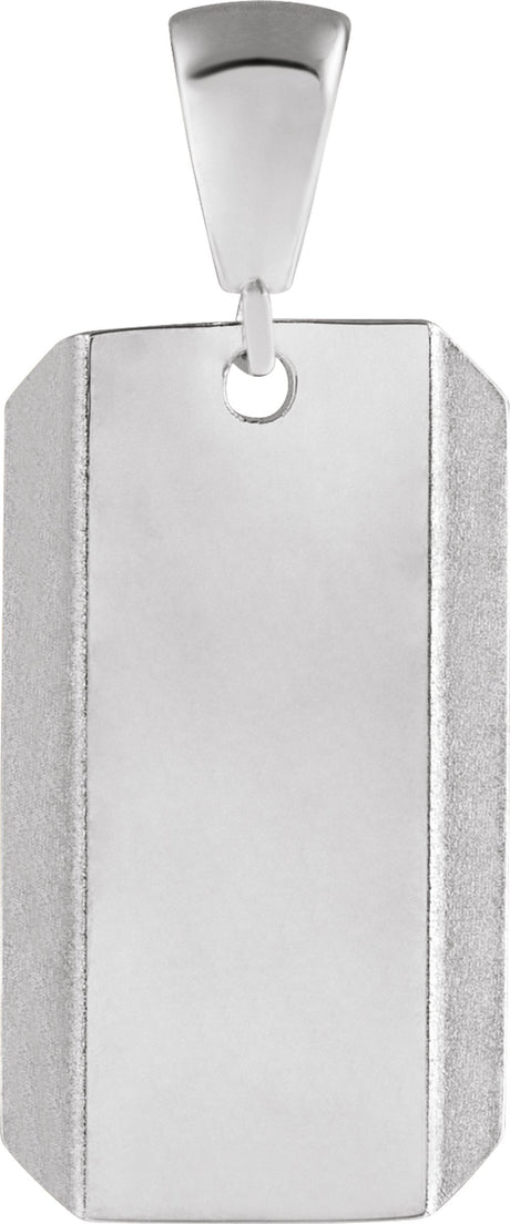 14K White Engravable Dog Tag Pendant