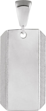 14K White Gold Engravable Dog Tag Pendant