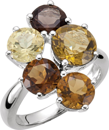 Sterling Silver Natural Quarts & Natural Citrine Multi-Stone Ring