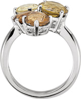 Sterling Silver Natural Quarts & Natural Citrine Multi-Stone Ring