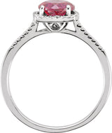 Sterling Silver Lab-Grown Ruby & .01 CTW Natural Diamond Ring