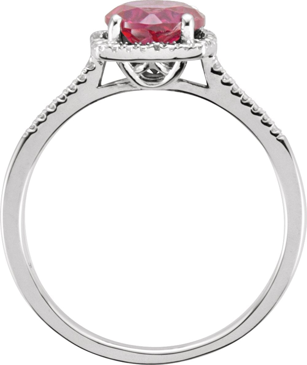 Sterling Silver Lab-Grown Ruby & .01 CTW Natural Diamond Ring