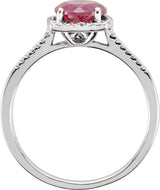Sterling Silver Lab-Grown Ruby & .01 CTW Natural Diamond Ring