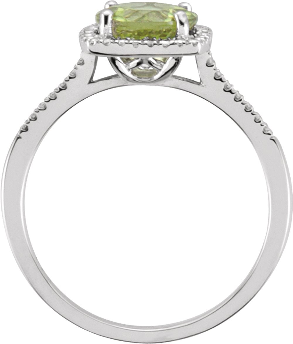 Sterling Silver Natural Peridot & .01 CTW Natural Diamond Ring