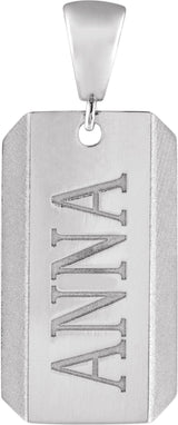 14K White Engravable Dog Tag Pendant