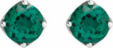 14K White 6 mm Round Lab-Grown Emerald Woven-Design Earrings