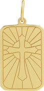 14K Yellow Cross Dog Tag Pendant