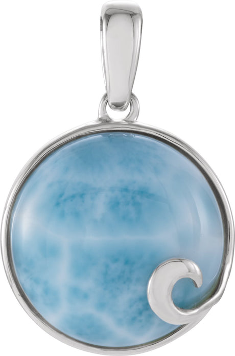 Sterling Silver Natural Larimar Cabochon Pendant 