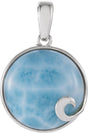 Sterling Silver Natural Larimar Cabochon Pendant 