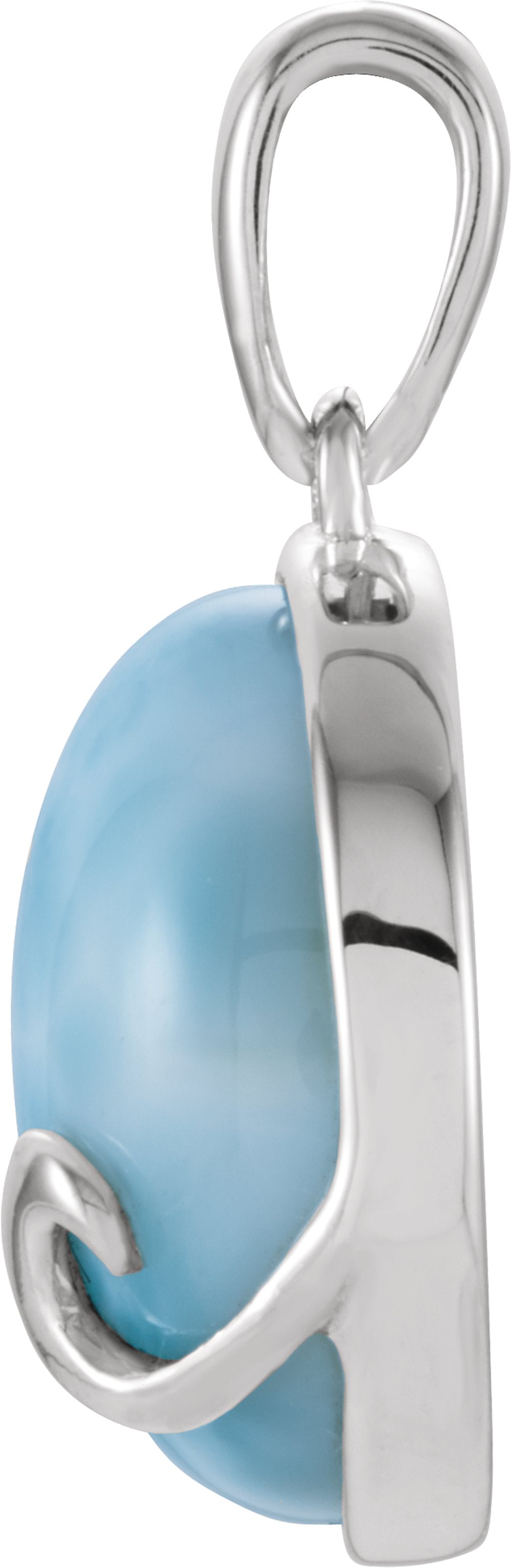 Sterling Silver Natural Larimar Cabochon Pendant