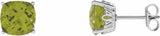 14K White Gold 6x6 mm Cushion Natural Peridot Earrings