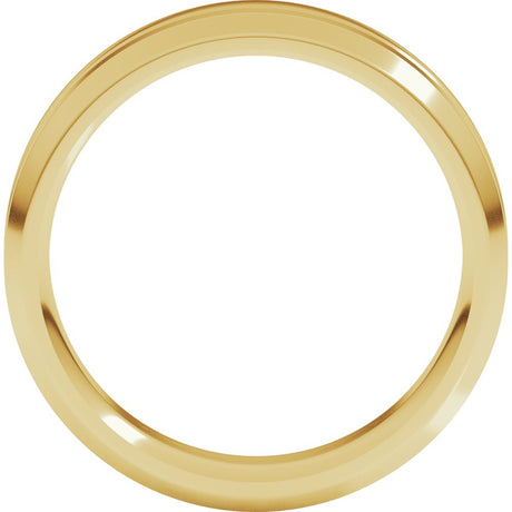 14K Yellow Gold 6 mm Beveled-Edge Grooved Comfort-Fit Flat Band Size 10