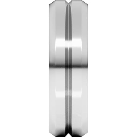 14K White Gold 6 mm Beveled-Edge Grooved Comfort-Fit Flat Band Size 7