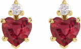 14K Yellow Lab-Grown Ruby & .06 CTW Natural Diamond Stud Earrings