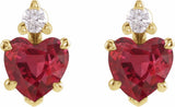 14K Yellow Gold Lab-Grown Ruby & .06 CTW Natural Diamond Stud Earrings