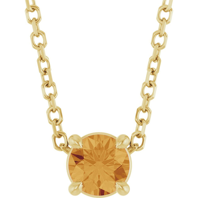 14K Yellow 4 mm Natural Citrine 16-18" Necklace