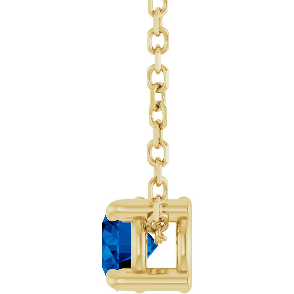 14K Yellow 4 mm Lab-Grown Blue Sapphire 16-18" Necklace