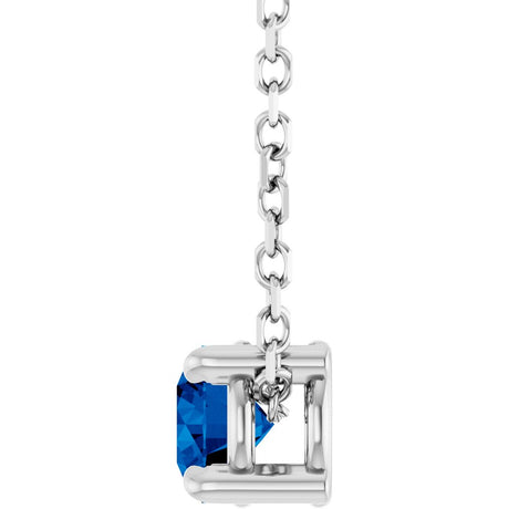 14K White Gold 4 mm Lab-Grown Blue Sapphire 16-18" Necklace