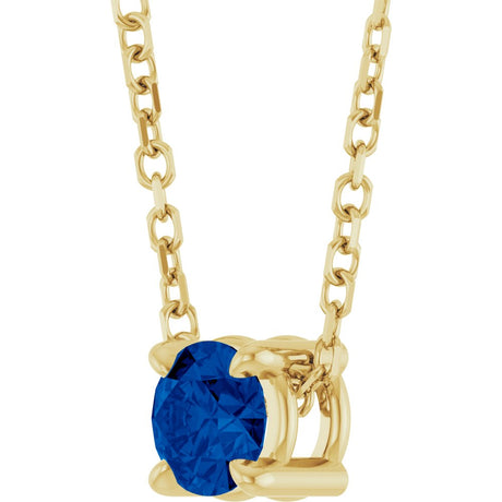 14K Yellow 4 mm Lab-Grown Blue Sapphire 16-18" Necklace