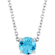 14K White 5 mm Natural Aquamarine 16-18" Necklace