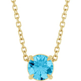 14K Yellow 5 mm Natural Aquamarine 16-18" Necklace