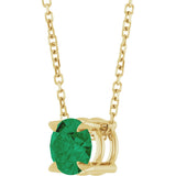 14K Yellow Gold 6 mm Lab-Grown Emerald 16-18" Necklace
